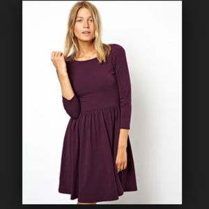 ASOS purple skater dress 3/4 sleeve size 4